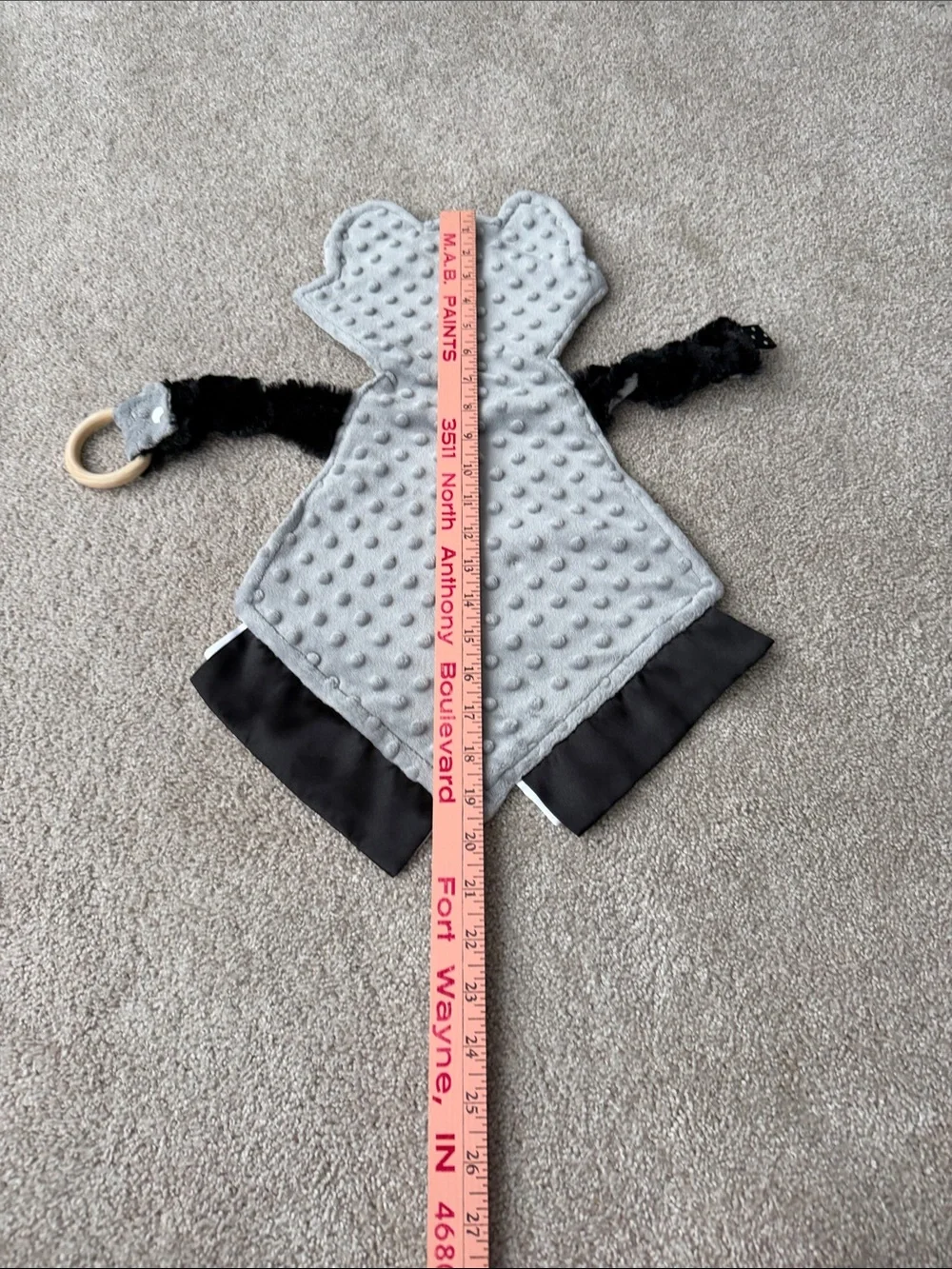 Grey Raccoon Comforter lovey Teether for Kids homemade